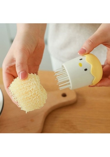 Dancemonkey Mutfak Temizleme Fırçası, Yaratıcı Tavuk Tasarımı, Ayrılabilir Sap, Sarı