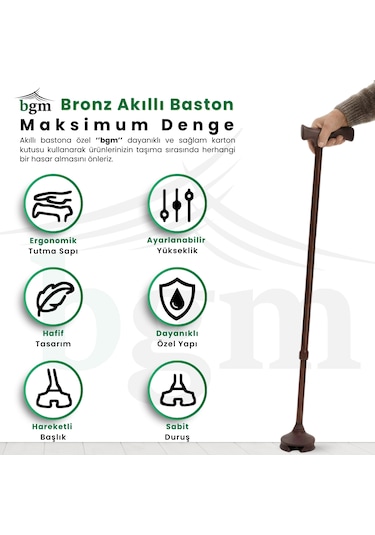 Bronz Akıllı Baston-- Yüksek Kalite Denge Bastonu Kahverengi/bronz