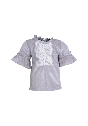 Zeyland Kız Bebek Gri Dantelli Yarım Kollu Bluz (12Ay-4Yaş) Gri