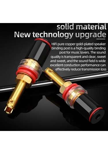 Vkemall 4 Adet Bronz Muz Tipi Dişi Bağlayıcı, Altın Kaplı Ses Amfi Terminali, Yüksek Kaliteli Ses Bağlantısı