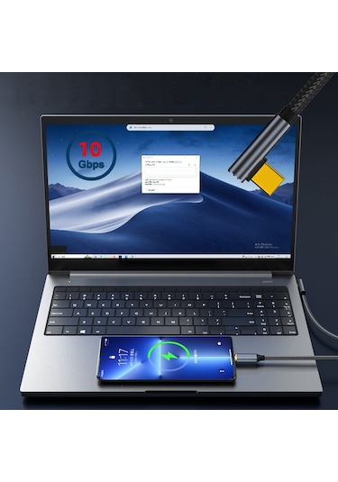 Uc-064-lp-1.0m Pd 100w Şarj 90 Derece Düşük Profil Açılı Usb3.1 Tip-c Erkek-erkek 10gbps Veri Kablosu