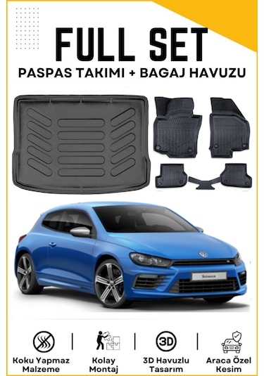 Volkswagen Scirocco 2010-2011-2012-2013 Model Birebir Uyumlu Bagaj Havuzu+paspas Seti