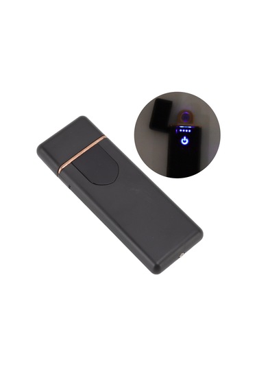 Konesam Siyah Doku Sensörlü Çift Taraflı Alevli Usb Şarjlı Elektrikli Çakmak, Dahili Li-poly Batarya Ve Pil Göstergesi İle Rüzgar Dayanıklı