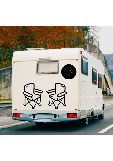 Karavan Sticker Kamp Sandalyesi Sticker 50x50