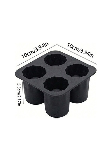 Didadodo Silikon Küp Kalıp Fincan - 4'lü Buz Kalıbı, Siyah - 2 Adet Siyah Yeni Tasarım Siyah