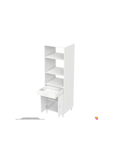 Modilayn Ennet 60x194.6x48 Cm Fırın / Mikrodalga Dolabı 1 Çekmece, 2 Kapaklı. Mutfağınıza Yer Açın Beyaz