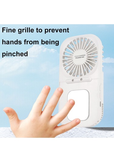 Usb Şarj Katlanır Dış Mekan Handheld Mini Soğuk Sıkıştırma Fan Masaüstü Soğutma Fanı Lacivert