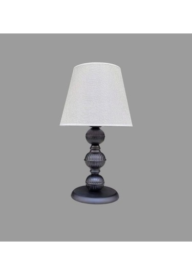 Riga Metal Abajur Siyah Boyalı Krem Şapkalı Siyah