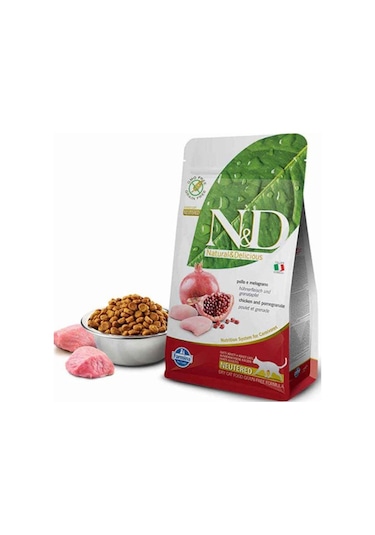 N&D Tahılsız Tavuklu ve Narlı Kısırlaştırılmış Yetişkin Kedi Maması 5 KG