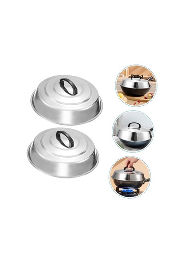 32cm Uzunluğunda Pot Kapağı 2 Adet Paslanmaz Çelik Tava Kapakları Ev Pişirme İçin Metal Tencere Kapağı Metal