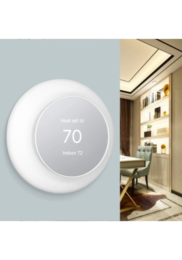 Kangvka Google Nest Thermostat İçin Beyaz Silikon Korumalı Zımba Kapağı