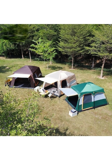 Efsane Kamp - Aile Boyu Büyük Kamp Çadırı 2 Oda 1 Salon - 12 Kişi Bej