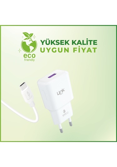LinkTech T443e Strong 18W QC3.0 Hızlı Şarj Aleti Type-C Kablo Set