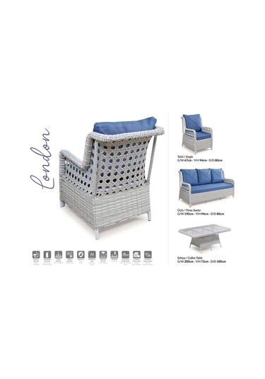 Diesse Home London Rattan Gri Bahçe Mobilyası Ekru