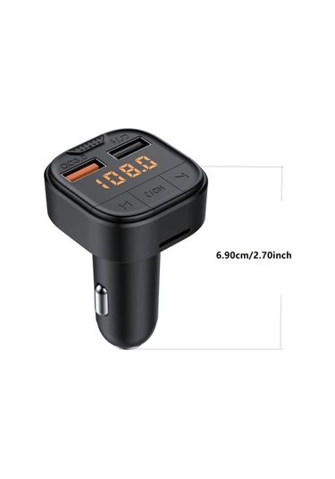 Honeybeeshop 1 Adet Standart Araba Kablosuz Oynatıcı Eller Serbest Telefon Fm Verici Ses Alıcısı Araba Şarj Cihazı