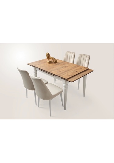 Yandan Açılır Büyüyen Yemek Masası Meşe-Beyaz 60x90 CM Beyaz