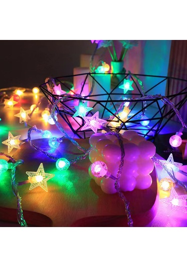 Geeroyoo Renkli Led Yıldız Ve Kristal Küre Işık Zinciri, Usb Güçlü, 6 Metre 40 Işık, Dış Mekan Dekorasyonu Diğer