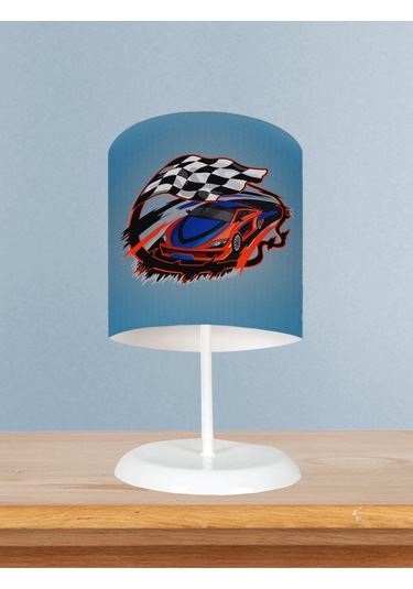 Mekta Home Bebek Ve Çocuk Odası Mavi Mcqueen Deseli Abajur