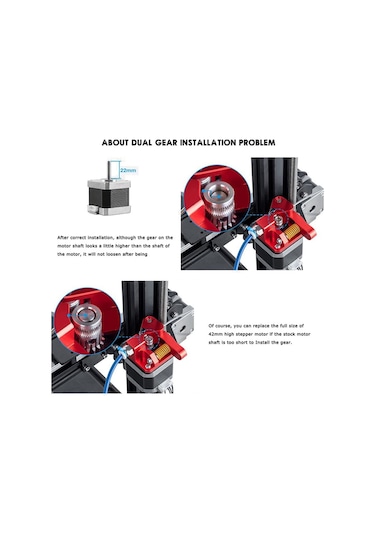 Gatherco Çift Dişli Ekstruder, Ender 3 Cr10 Cr-10 Pro Cr-10s Tornado Alüminyum Tahrik Beslemesi İle Uyumlu, 3d Yazıcı İçin