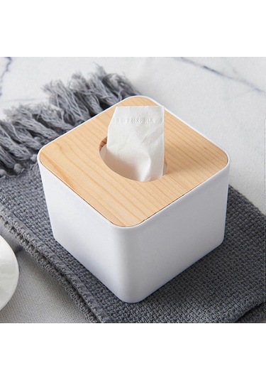 Ahşap Kapaklı 2x Kare Mendil Kutusu - Ev Kullanımı İçin Çıkarılabilir Mini Ahşap Mendil Kutusu