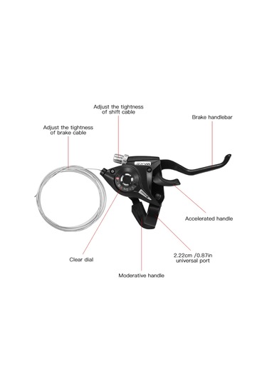 Teltree Alüminyum Alloy Bisiklet Vites Kontrolü Seti - Sol 3 Vites Sağ 7 Vites, Kesin Vites Değişimi, Şeffaf Gösterge, Dayanıklı