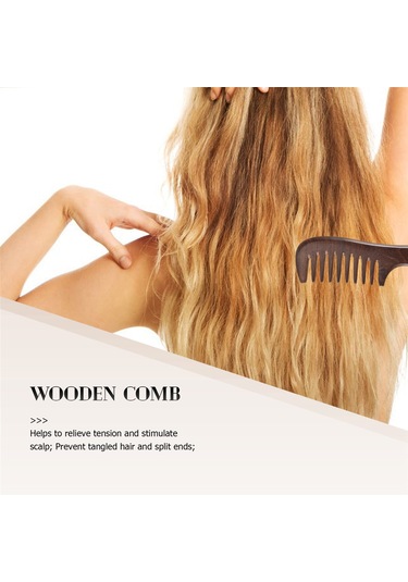 Xurunkeji Sandal Ağacı Geniş Dişli Tarak Kıvırcık Saç Taşınabilir Kaba Dişli Ahşap Tarak Saç Masaj Aleti Kaba