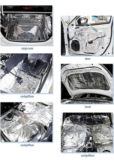 10 Adet 35x20cm Ziftli Oto Ses Su Yalıtım Pedi Folyolu Yapışkanlı