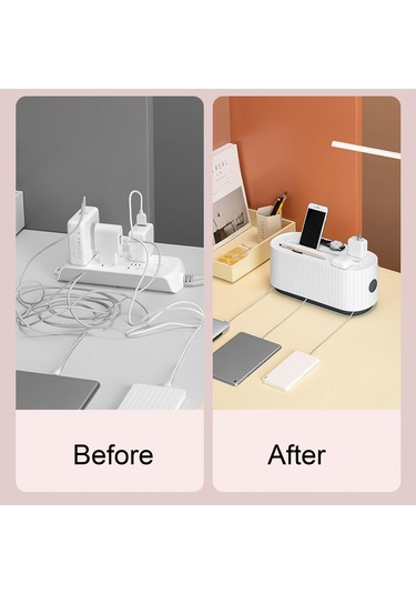 Telefon Tutucu Kapaklı Kablo Yönetim Kutusu Masa Tel Beyaz Beyaz