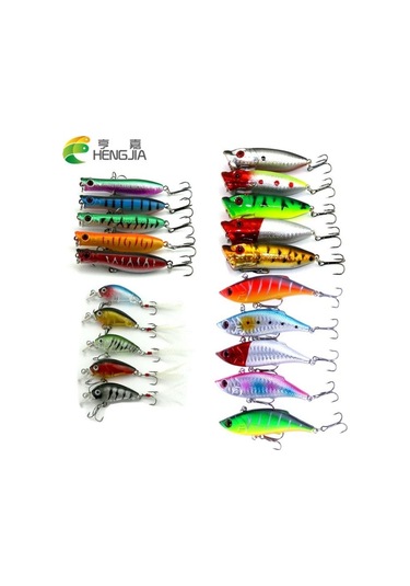 Hengjıa Karışık Balıkçılık Lures Seti Kiti 20 Adet 4 Model Yapay Yem Topwater Popper/crankbait/vıb