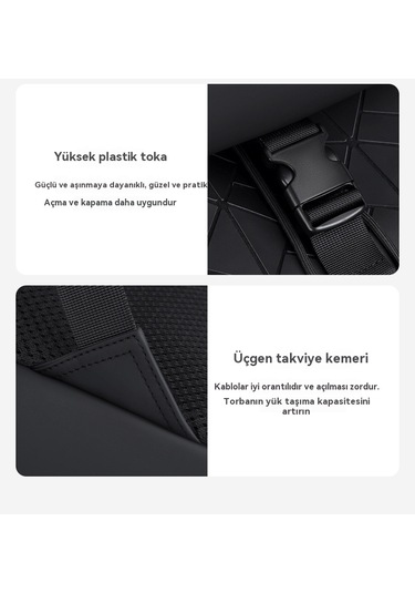 Şık Dokulu Eşkenar Dörtgen Sırt Çantası-siyah Siyah