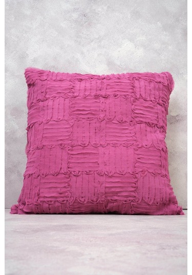 Peraluna Foam Pıllow Şifon Şerit Triko Yastık Kılıfı 45x45 Cm Fuşya - Fuşya