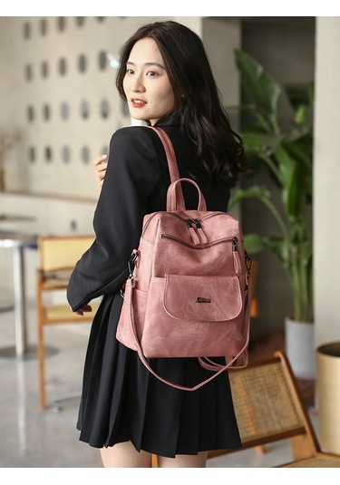 Çanta Büyük Kapasiteli Kadın Sırt Çantası Omuz Çantası Kadın Pembe