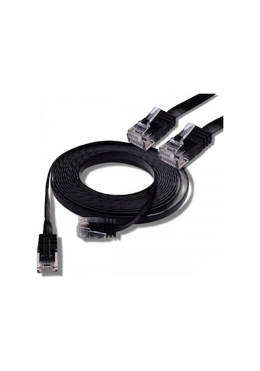 Irenis CAT6 Kablo Yassı Ethernet Network Lan Ağ İnternet Kablosu 5 M Siyah