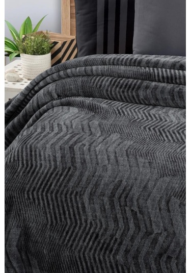 İspanyol Battaniyeli Krep Nevresim Takımı Antrasit