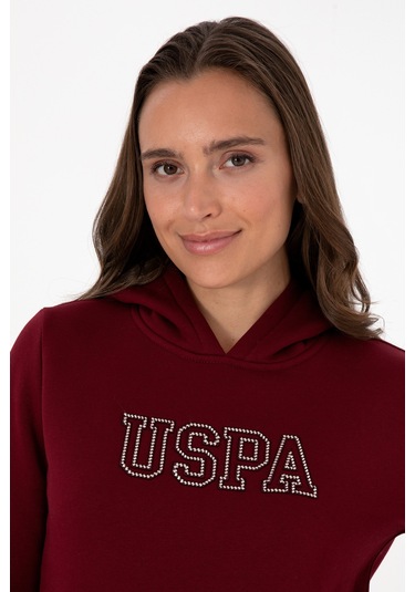 U.S. Polo Assn. Kadın Bordo Şardonlu Kapüşonlu Basic Sweatshirt 50313566-VR014 U.S. Polo Assn. Kadın Bordo Şardonlu Kapüşonlu Basic Sweatshirt 50313566-VR014