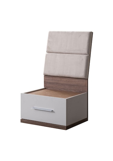 Komodin, Milano Tek Çekmeceli Komodin Ceviz - Beyaz