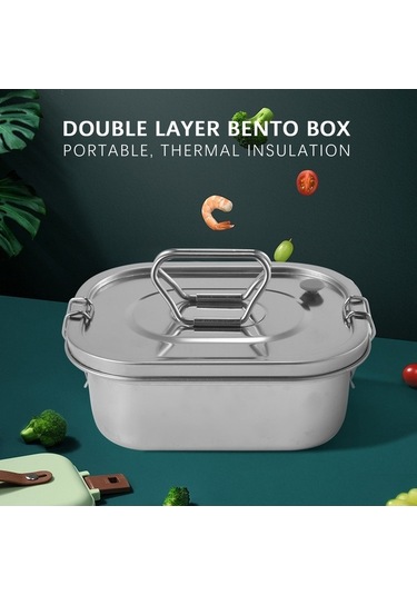 Ulzyvf Paslanmaz Çelik Öğle Kutusu - Çocuk Bento Kutusu, Gümüş, Dayanıklı Gümüş