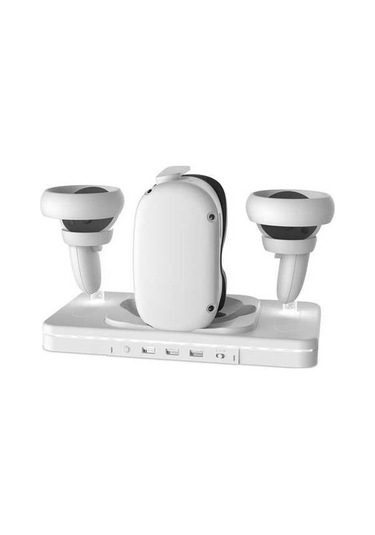 Createtech Meta Quest 2 Masaüstü Braketi Rgb Işık Kablosuz Şarj Standı Beyaz/