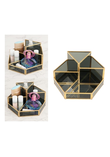 Suntek Banyo Için Makyaj Organizatör Masa Depolama Tutucu Siyah A Siyah