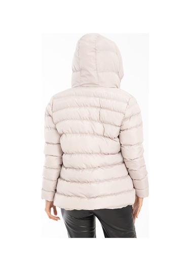 Kadın Taş Içi Polarlı Kürklü Kapüşonlu Su Geçirmez Rüzgara Dayanıklı Şişme Kışlık Mont Taş