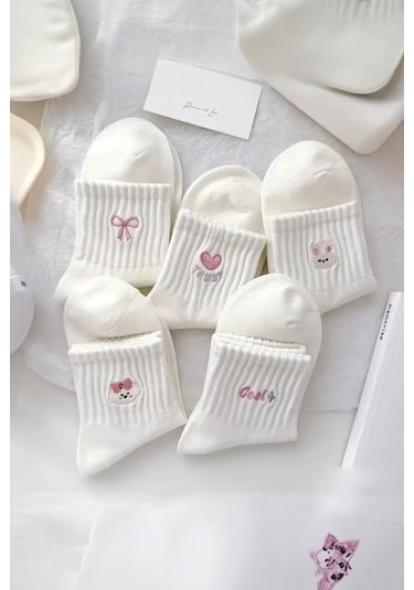Hitit Socks Kadın 5 Çift Premium Desenli Sevimli Hayvan Ve Fi... Çok Renkli