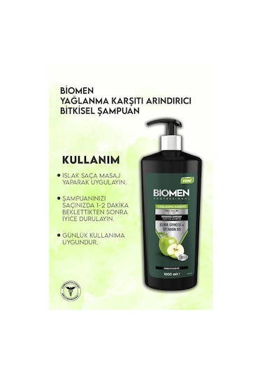 Biomen Elma Sirkesi&Vitamin B3 Yağlanma Karşıtı Arındırıcı Şampuan 1 L