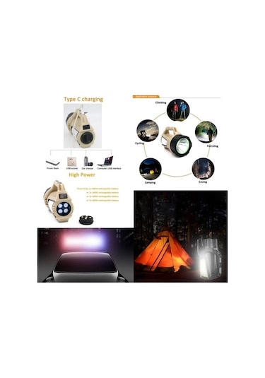 Wondernest T100-a Çok Fonksiyonlu Şarj Edilebilir 1500lm Dijital Ekranlı Led El Feneri Bej Bej