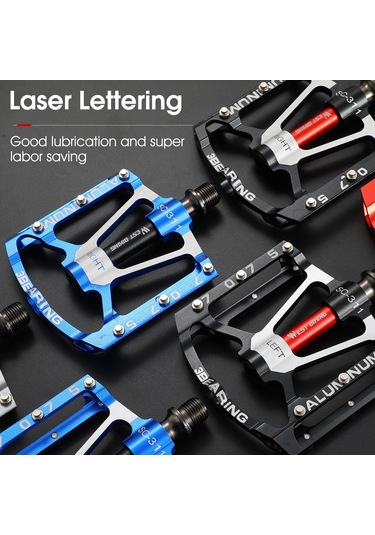 Xindoker Alüminyum Ergonomik Bisiklet Pedalı - Hafif, Dayanıklı, Kayma Engeli, 3 Rulmanlı Platform, Siyah Çift