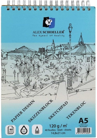 Eskiz Defteri A5 120 Gr.40 Lı Alx-0285 Mavi