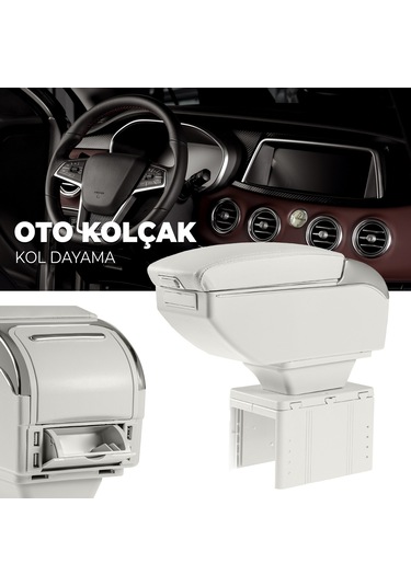 Oto Kolçak Sürgülü Ve Usb Şarj Girişli Tüm Araçlara Uyumlu Kol Dayama 7 Usb Girişli Kolçak Gri
