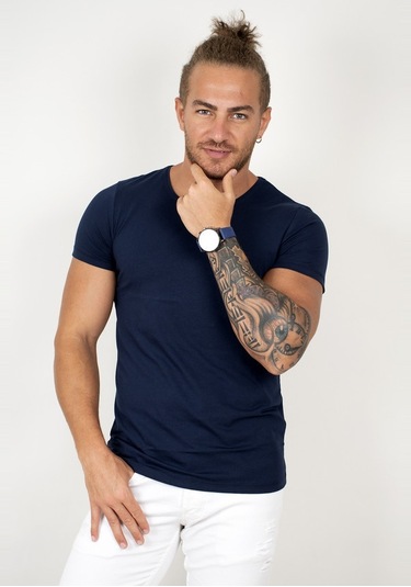 Deepsea Lacivert Erkek Dar Kesim Basic Tişört 1801131 Lacivert Deepsea Lacivert Erkek Dar Kesim Basic Tişört 1801131 Lacivert