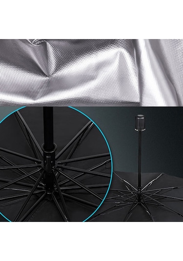 Ally Araba Güneş Gölge Koruyucu Şemsiye Oto Ön Cam Güneşlik 145 CM Siyah - Gri