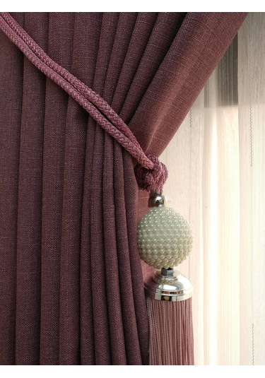 Evdepo Home Keten Mürdüm Fon Perde Tek Kanat Mürdüm