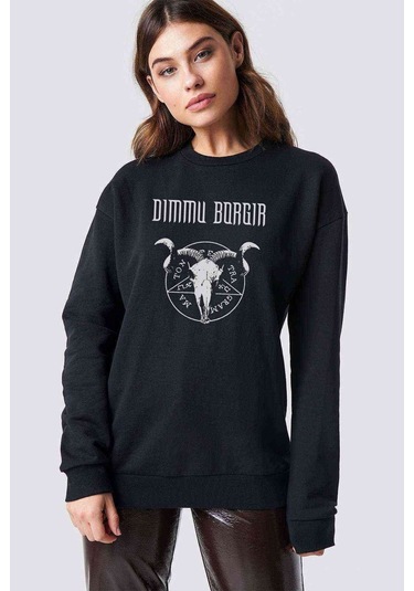 Dimmu Borgir Metal Rock Müzik Music Baskılı Siyah Kadın Sweashir
